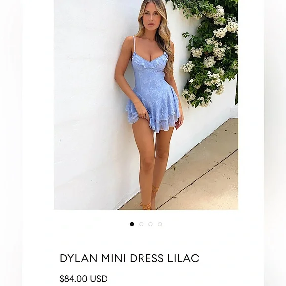 Outcast Dylan Bustier Lace Mesh Mini Dress New Lilac - Picture 4 of 13